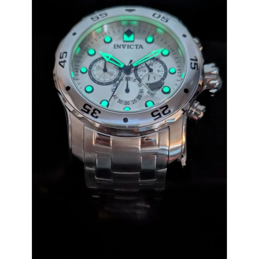 Invicta Pro Diver SCUBA 0071 Mens Chronograph Watch 48mm Silver Steel New